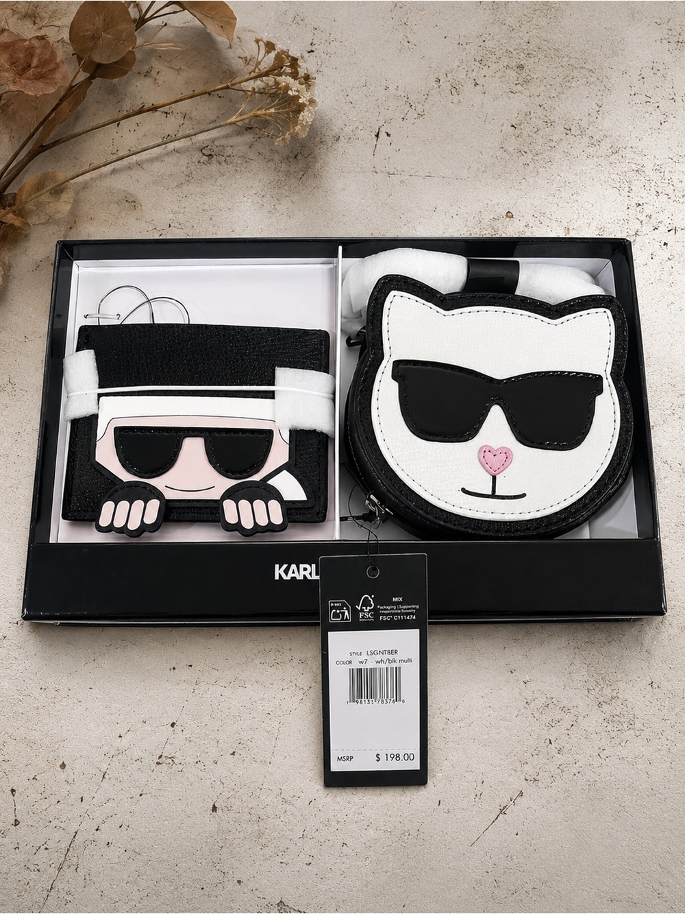NWT Karl Lagerfeld Cat Mini Purse & Card Holder – Designer Gift Set